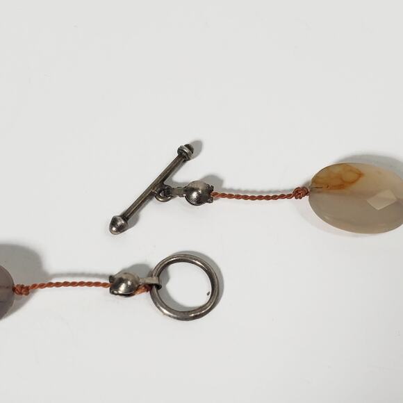 Agate Freshwater Pearl Carnelian Turquoise Bead Sterling Silver Toggle Necklace - Picture 3 of 6